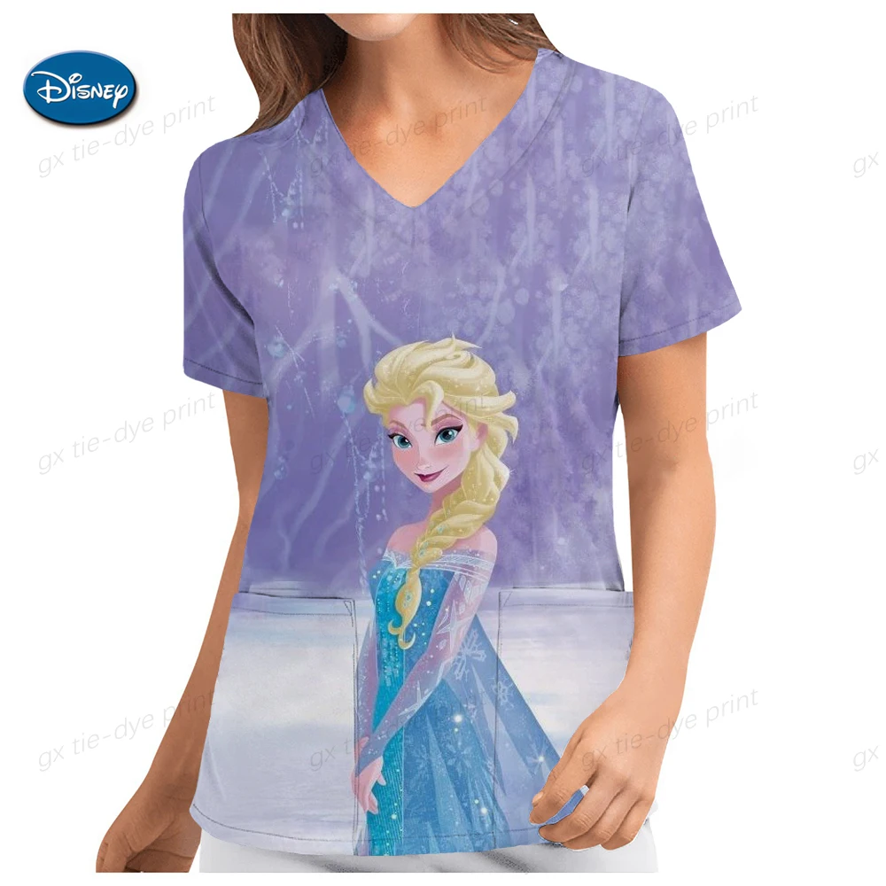 

Блузка женская с коротким рукавом, V-образным вырезом и принтом