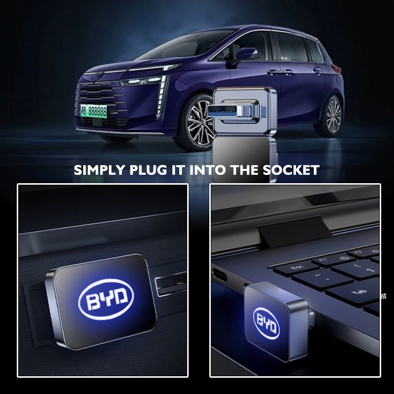 Фото USB-флешка 32ГБ/64ГБ с LED-подсветкой, модный дизайн, для автомобилей BYD M6 G3 G5 T3 F3 I3 F0 F6 S6 S8 E5 E6 G6 L3 S7 G7 №2