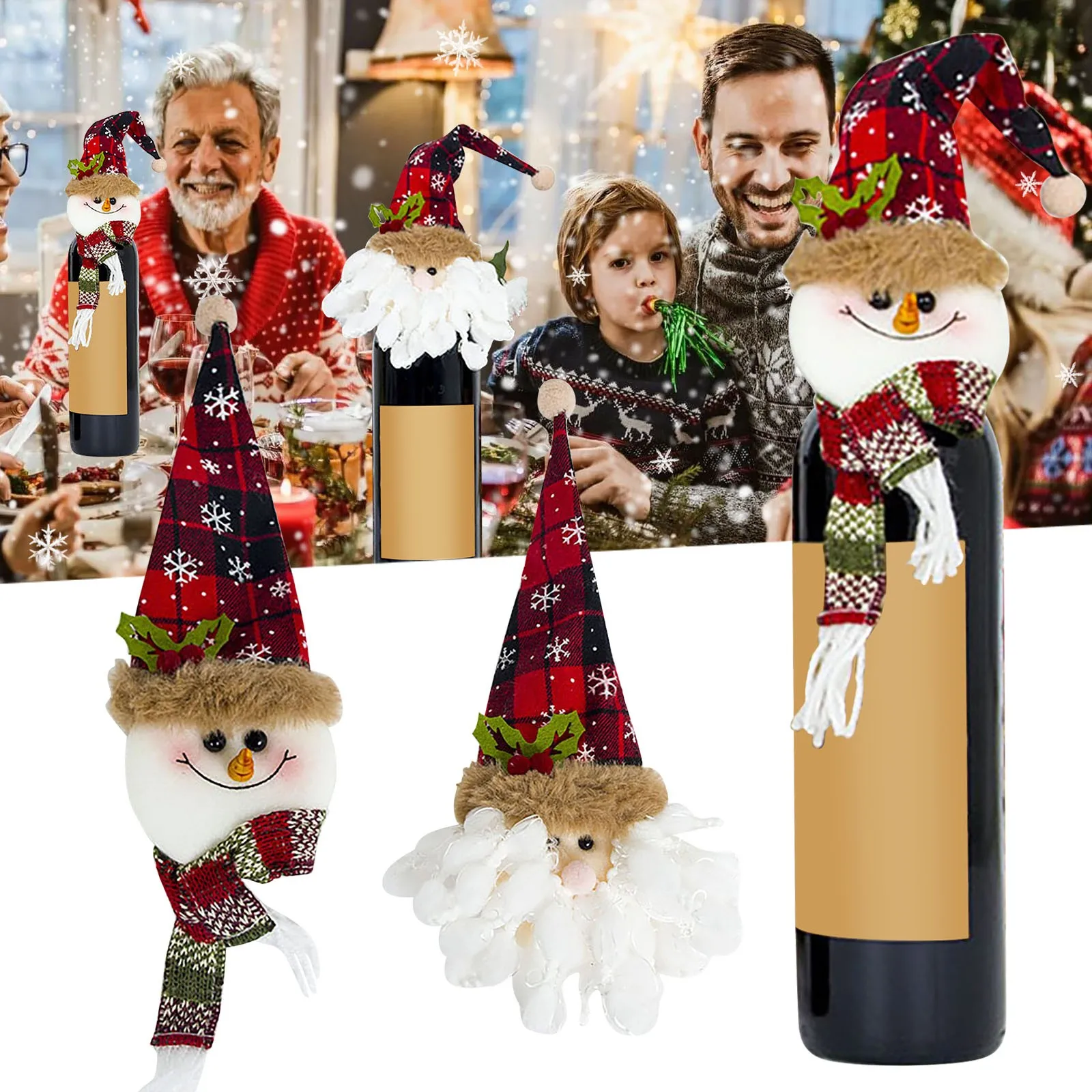 Santa Snowman Wine Bottle Set Christmas Tree Top Heart Set Pendant Christmas Daily Necessities Sexy Wine Glasses for Women