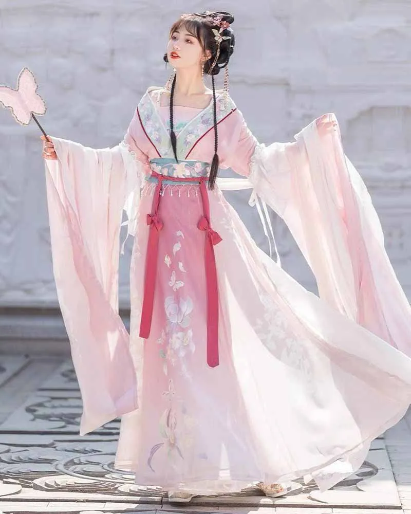 Hanfu Dress Women Ancient Chinese Traditional Embroidery Hanfu Female Fairy Cosplay Costume Outfit Summer Purple Hanfu Dress