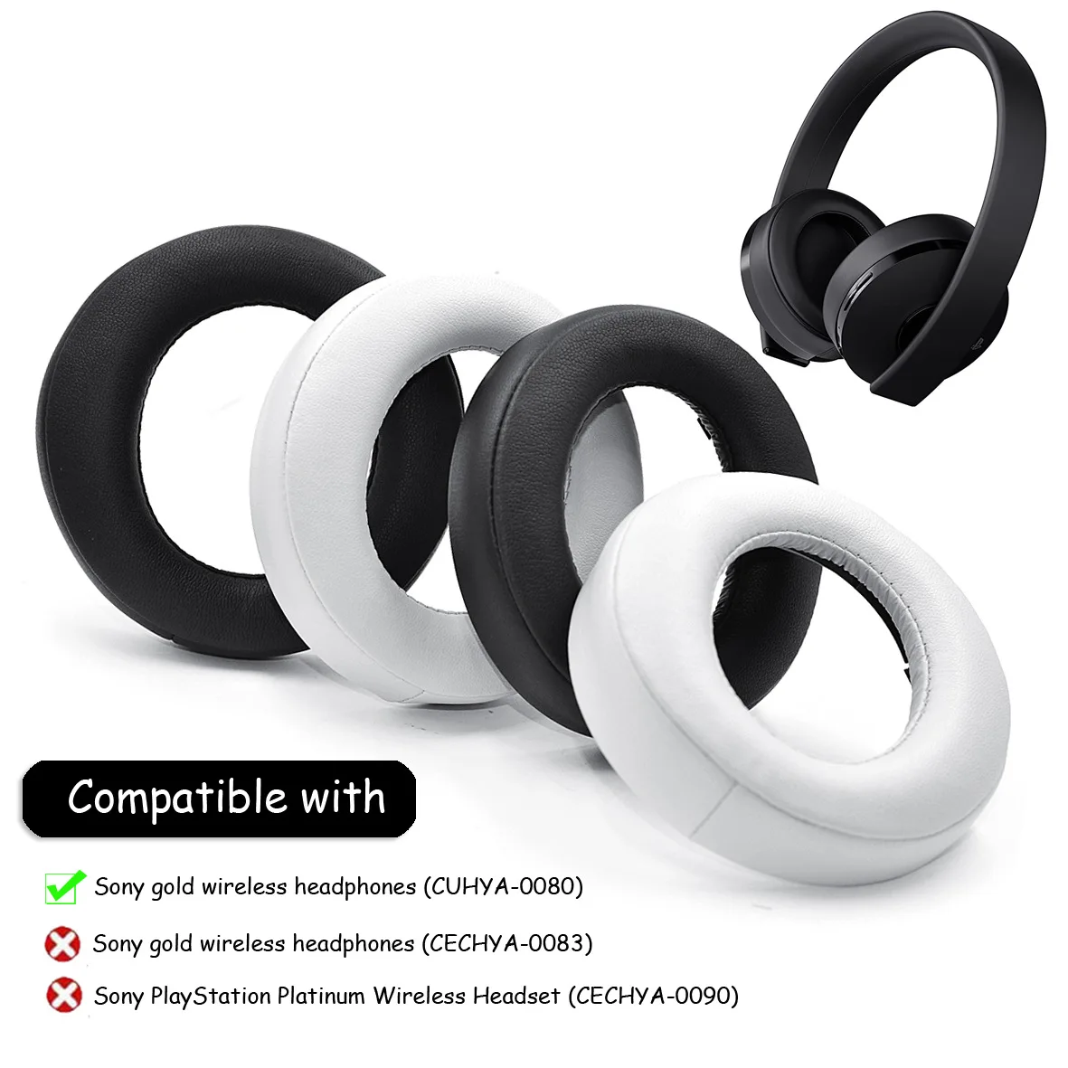 Амбушюры для Sony Gold Wireless PS4, сменные амбушюры Playstation 4, подушечки для наушников CUHYA-0080, амбушюры, версия 2018 г. (art.: 3920d38966110) - 3920d38966110