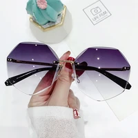 2022 womens fashion brown gradient sunglasses ocean water cut trimmed lens metal temple sunglasses