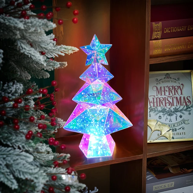 LED Colorful Christmas Tree Light Romantic Christmas Decoration Table Lamp For Desktop Bedroom Living Room Home Decor Xmas Gifts 4