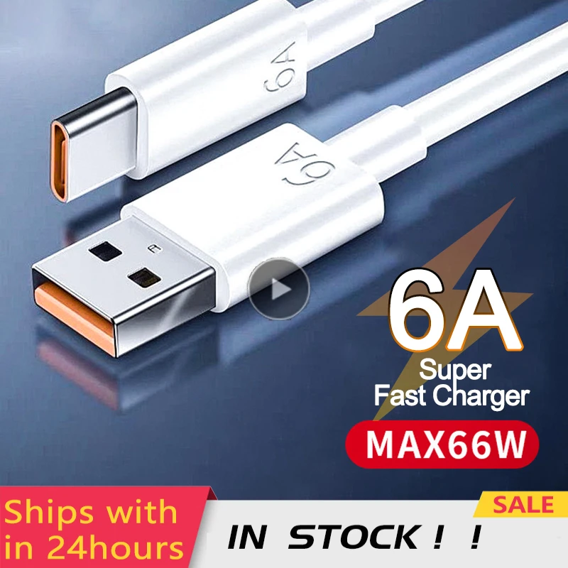 

USB Type C Cable 6A Fast Charging Cable For Samsung S21 S20 Huawei P40 P30 Xiaomi 12 5A Super Fast Charger Cable Data Cord Wire