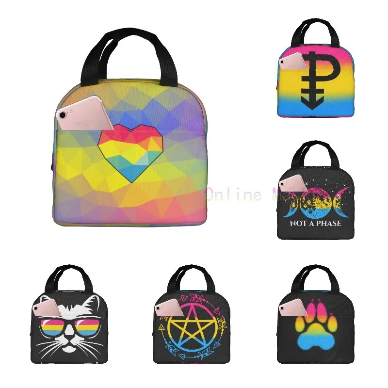 

Pansexual Pride Reusable Insulated Lunch Bag Lunch Rainbow LGBT Tote Bag for Women Men,Cooler Bag Lunch Box Container Picnic