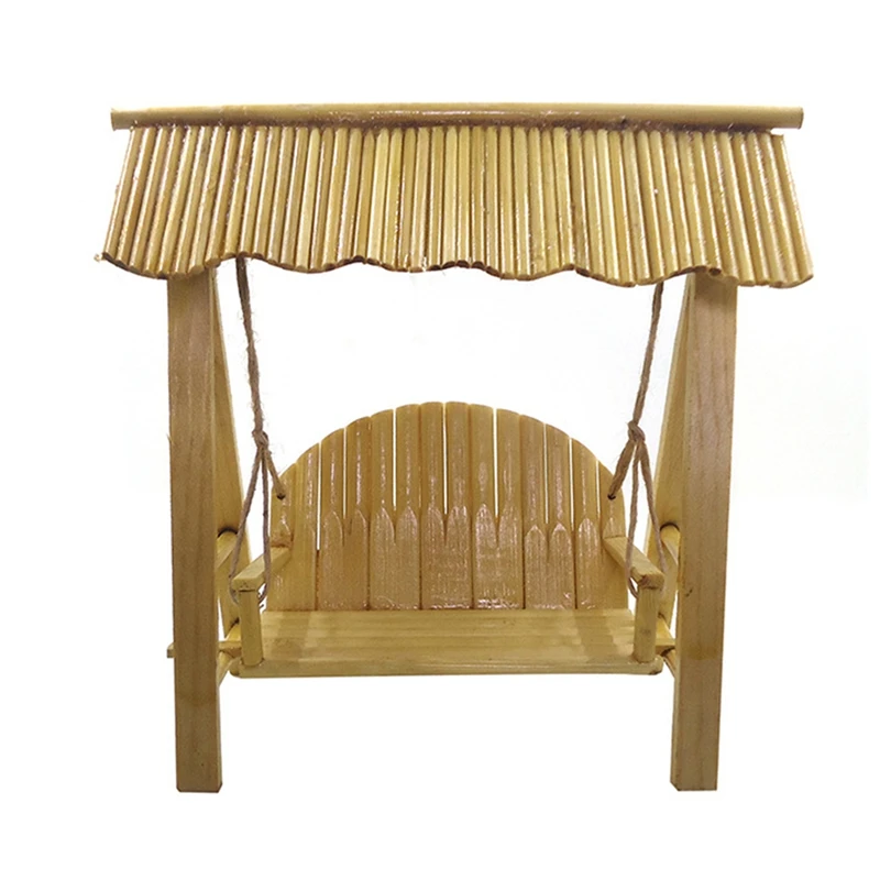 

1/12 Scale Dollhouse Wooden Miniature Swing Chair Furniture Hammock DIY Toy For Dollhouse Life Scenes Decor Accessories