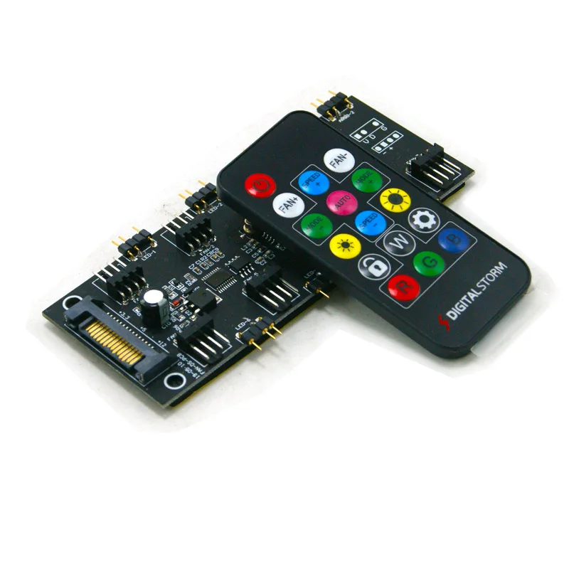 

RGB Fan Hub PWM Controller 2 In 1 Symphony 16-key RF Remote SATA Power Supply 5V 3Pin A-RGB + 4PIN
