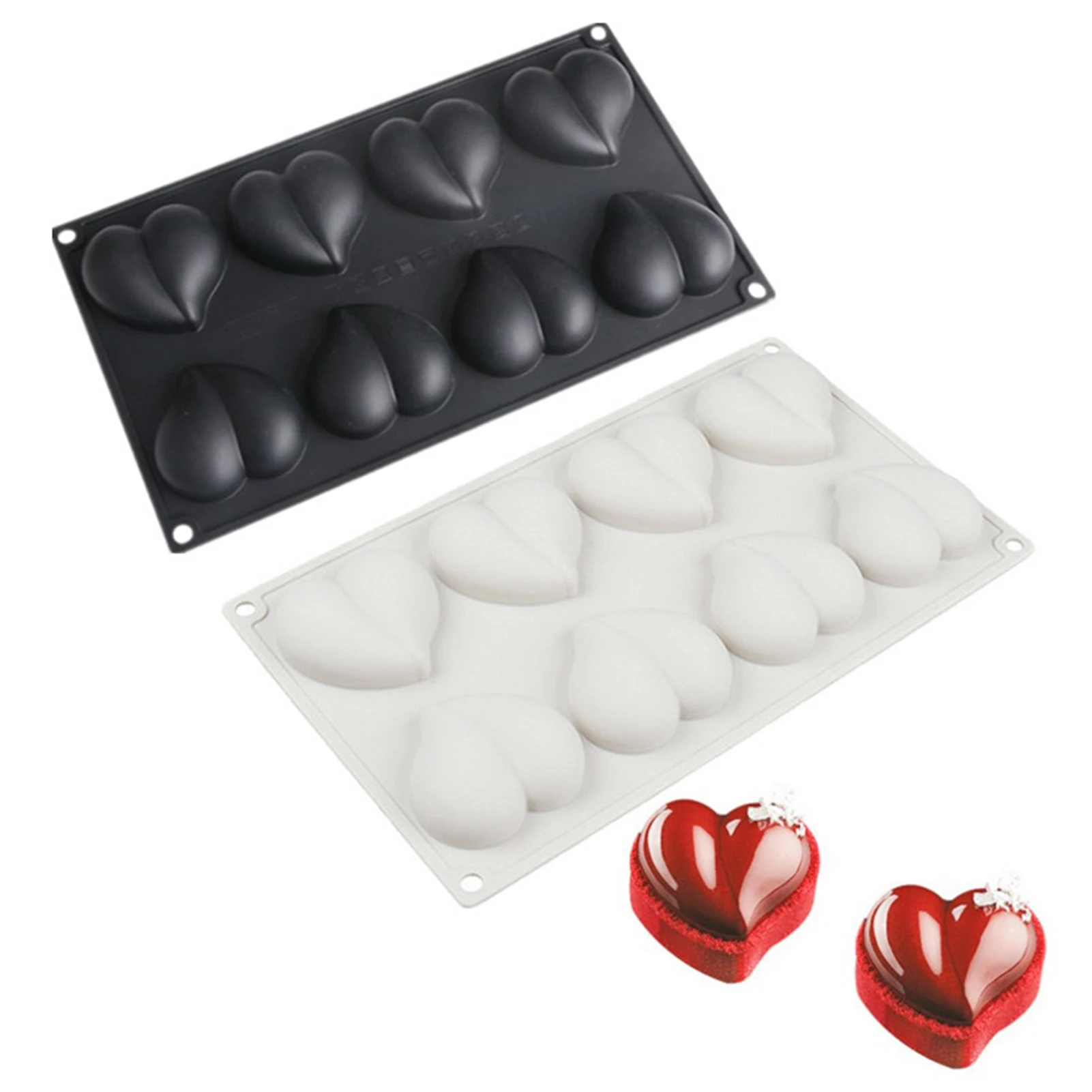 

3D Love Heart Shape Mold Silicone Chocolate Cookie Muffin Baking Tool Sponge Mousse Dessert Cake Decorating 8 Cavity
