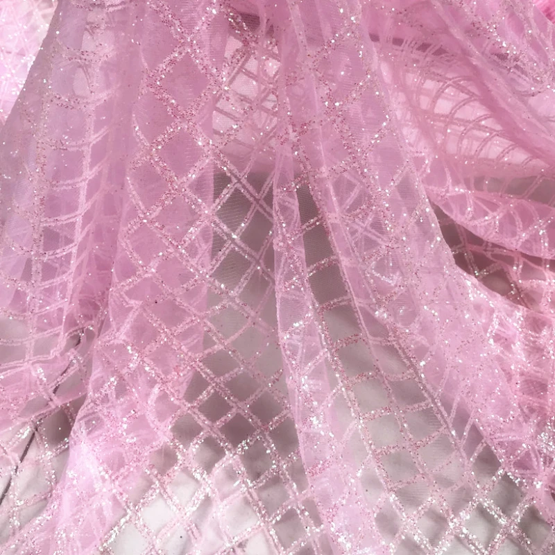 

Блестящая бронзовая ткань, розовая Бриллиантовая клетчатая церемониальная одежда, платье для выступлений, оптовая продажа ткани для рукоделия, материал для шитья