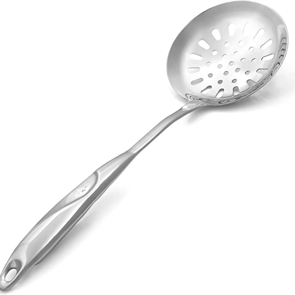 

Кухонная ложка скиммер из нержавеющей стали встроенное отверстие для подвешивания удобная ручка для слива жарки