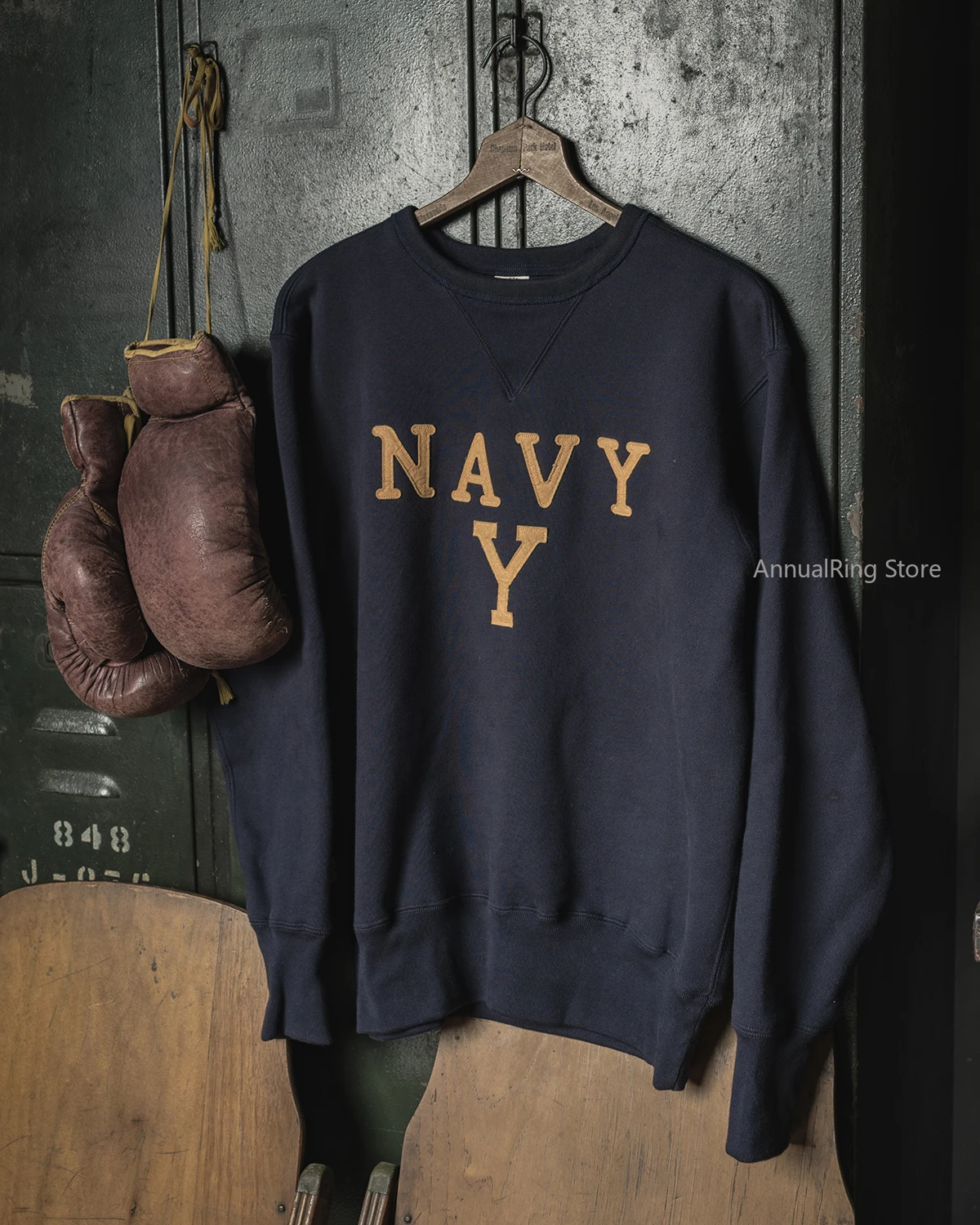 Фото Прочный пуловер Bronson NAVY Boxing Coach, свитшот из хлопка США, свитер с блокомбастером №4