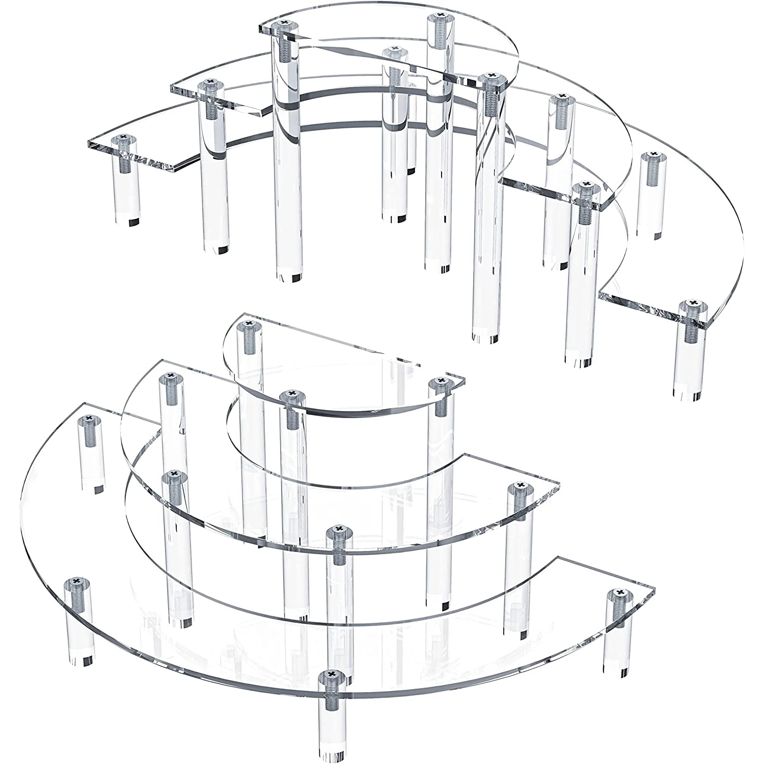 Acrylic Action Dessert Stand-riser 3-tier Cupcake Figures,doll,perfume; Shelf Stand Display For Semicircle Showcase Retail Pop