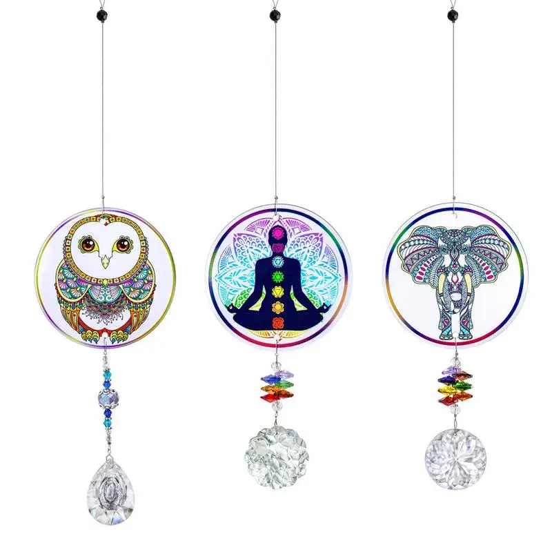 

Sun Catcher Crystals Hanging Wind Chimes Lawn Ornaments Attractive Handmade Hanging Rainbow Color Suncatchers For Lawn Decor