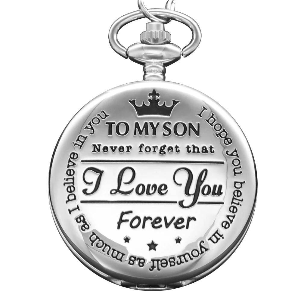 Серебряные кварцевые карманные часы I Love You