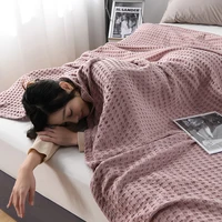 yaapeet summer waffle plaid cotton bed blanket throw thin quilt knitted bedspread home hotel coverlets green pink throw blankets