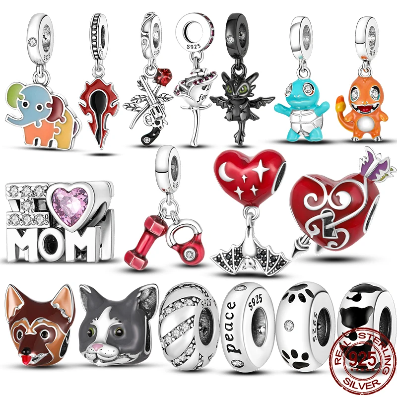 

plata charms of ley 925 original fit pandora 925 original bracelet 925silver Bats under the stars Bead diy women pendant jewelry
