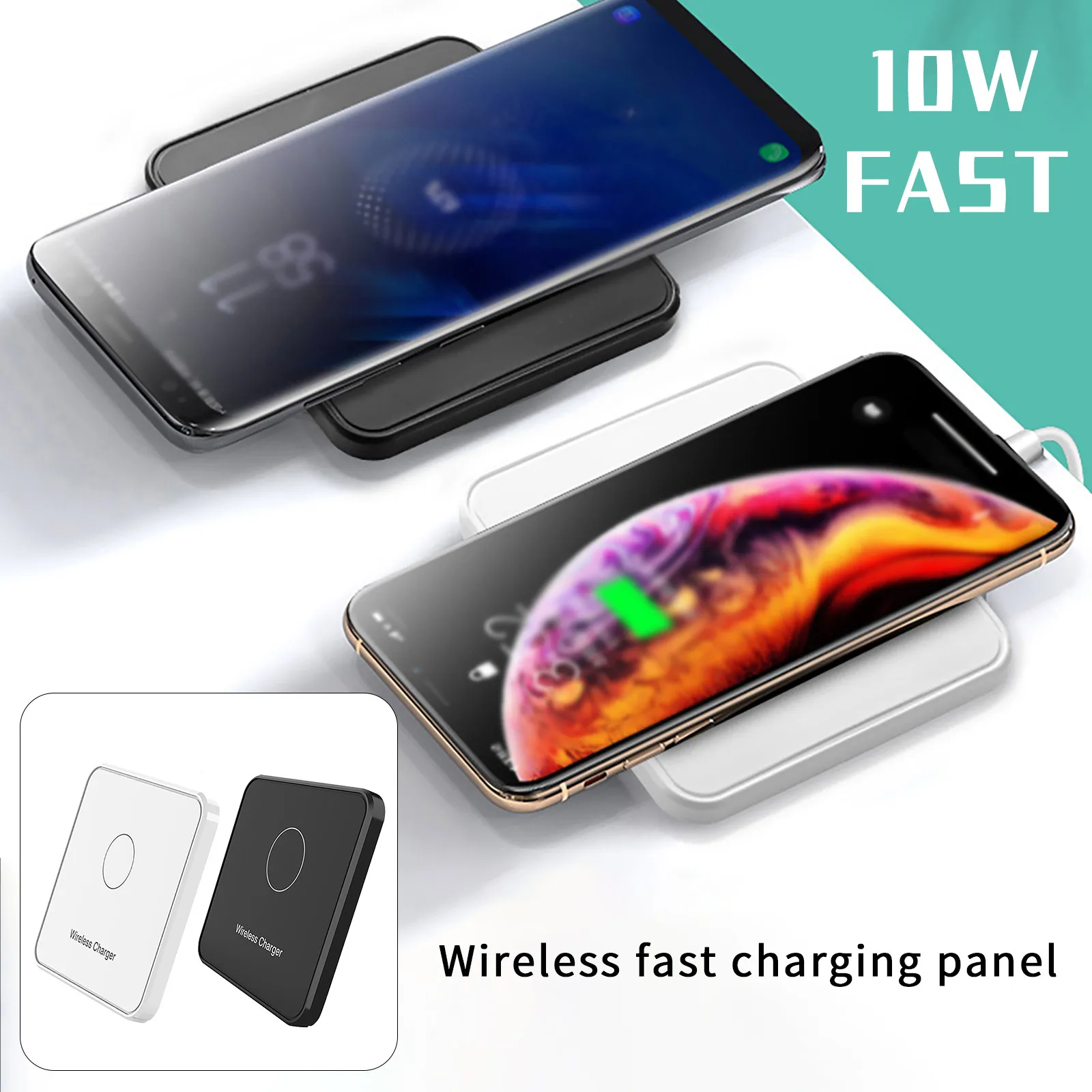

10W Fast Wireless Chargers Quick Phone Charge Desktop Square Charging Pad For iPhone12/mini/Pro/iPhone11/Huawei/Mi/Samsung