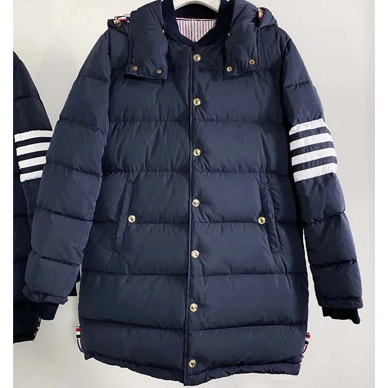 Men's Down Coat Original Striped Design Luxury Brand Down Jacket High Quality Famous Tops Men Solid TB THOM Winter Coats