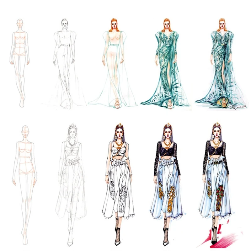 

Fashion Drawing Template Ruler Set Female Sewing Humanoid Patterns Design Clothing Measuring Curve Rulers for Drafting