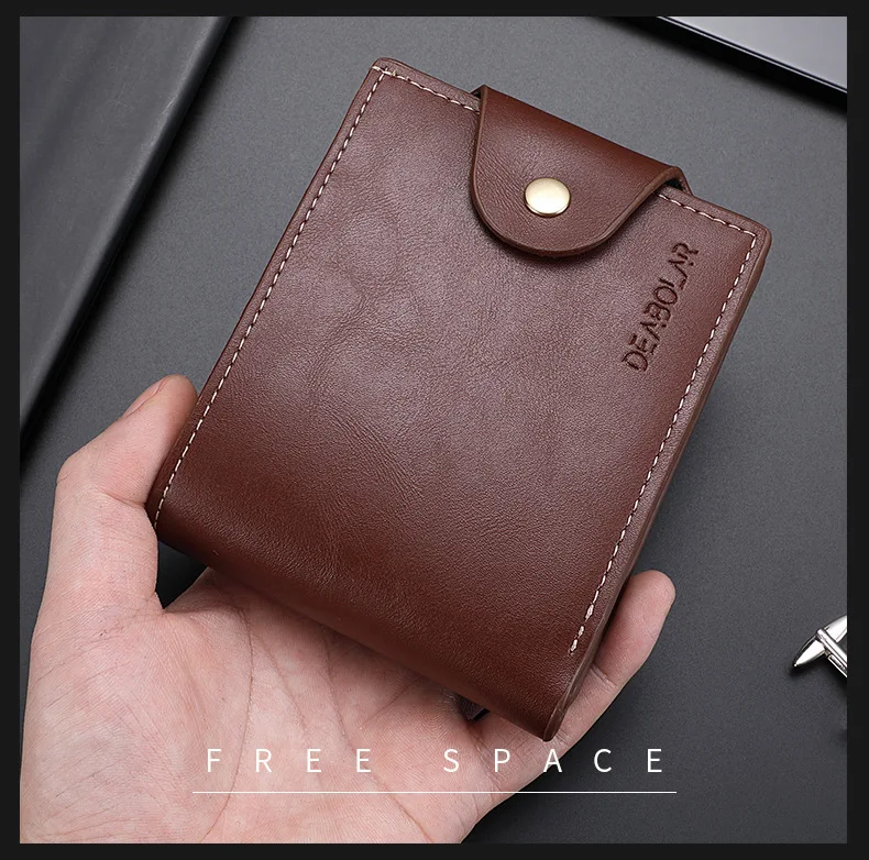 

Retro Wallet Men's short soft pu Leather Wallet Business Cross buckle Men's wallet 2022 new