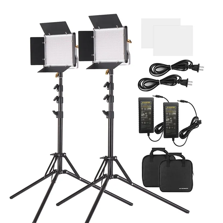 

2pcs set Dimmable 3200-5600K Bi-Color 40W Studio 660 LED Flat Panel Light for Photo video Film Shooting