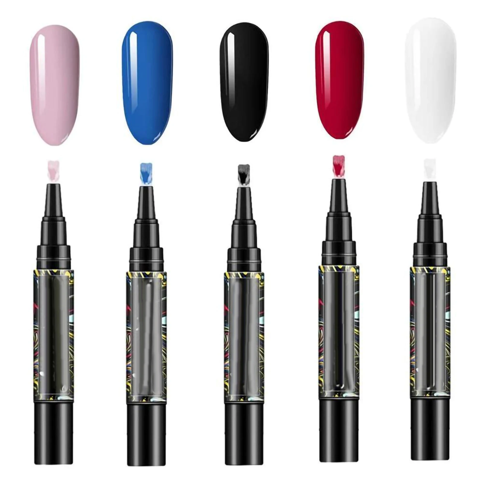 

5Pcs One Step Semi Permanent Nail Polish Pens 3 in 1 Nail Gel Pens