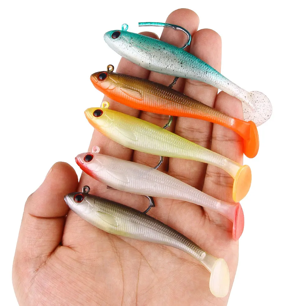 Мягкая приманка для рыбалки с Т-образным хвостом JIG HEAD Shad на реке озере океанской