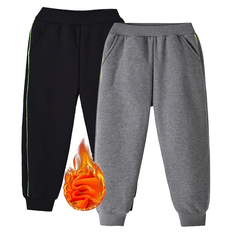 

2022 New Winter Kids Thick Fleece Trousers Children Boys Girls Straight Warm Sports Pants Elastic Waist Jogger Sweatpant for Boy