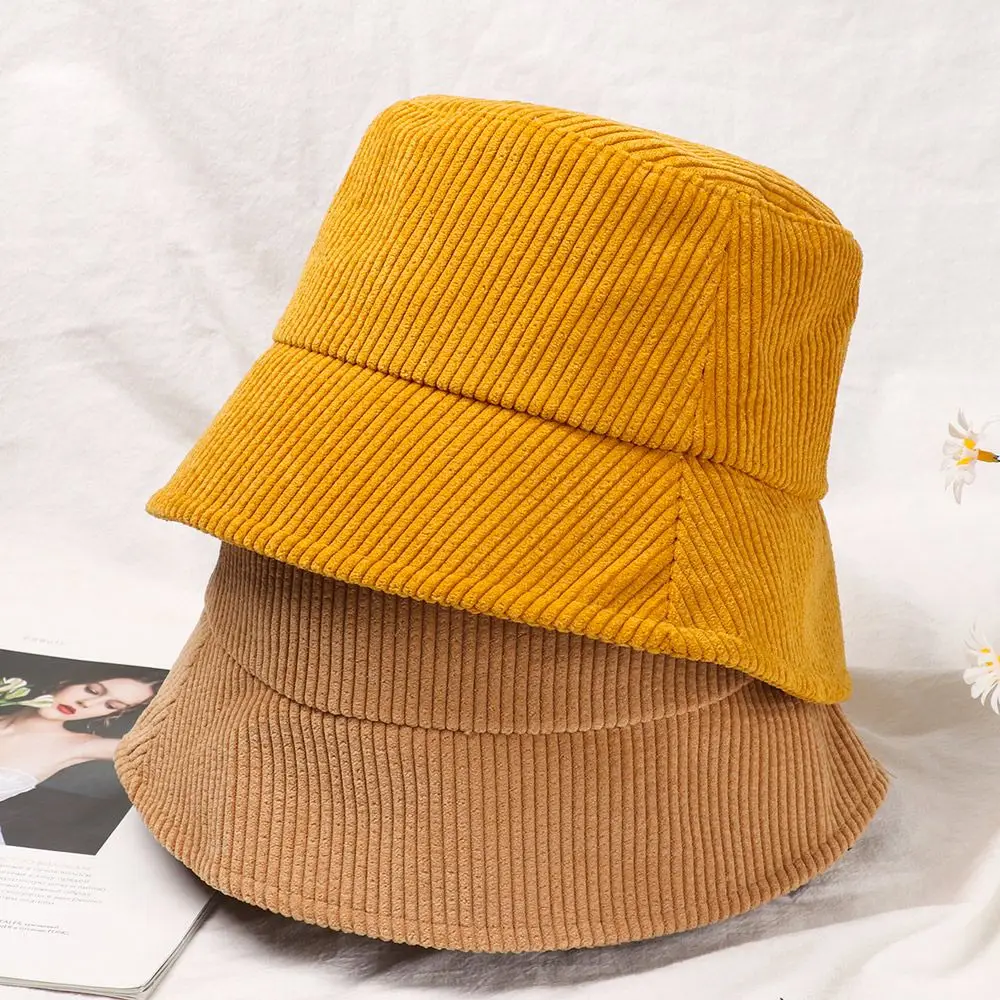 

Unisex Streetwear Solid color Outdoor Fisherman Hat Bucket Hat Fishing Cap Corduroy