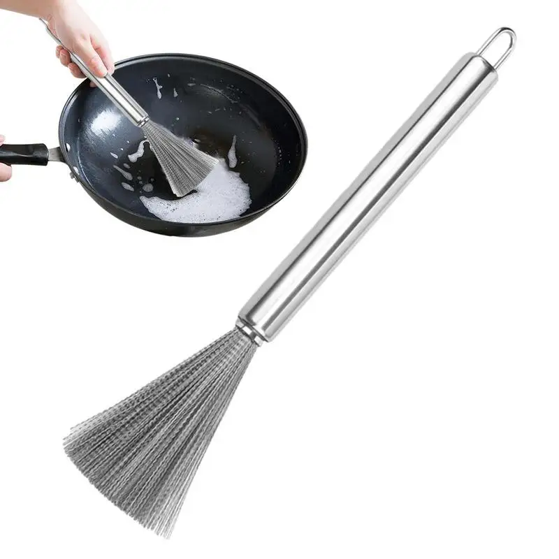 

Pot Scrub Brush Stainless Steel Pot Scrubber With Handle Metal Cleaning Brush To Remove Grease Oil And Dirt Stains From Pots