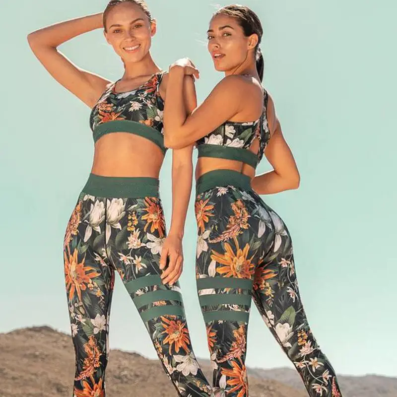 NAIKEWAY Jungle Fusion Bodysuit and Tank Top Set Yoga Bra Sexy Plastic Outdoor Sports Ladies Corset