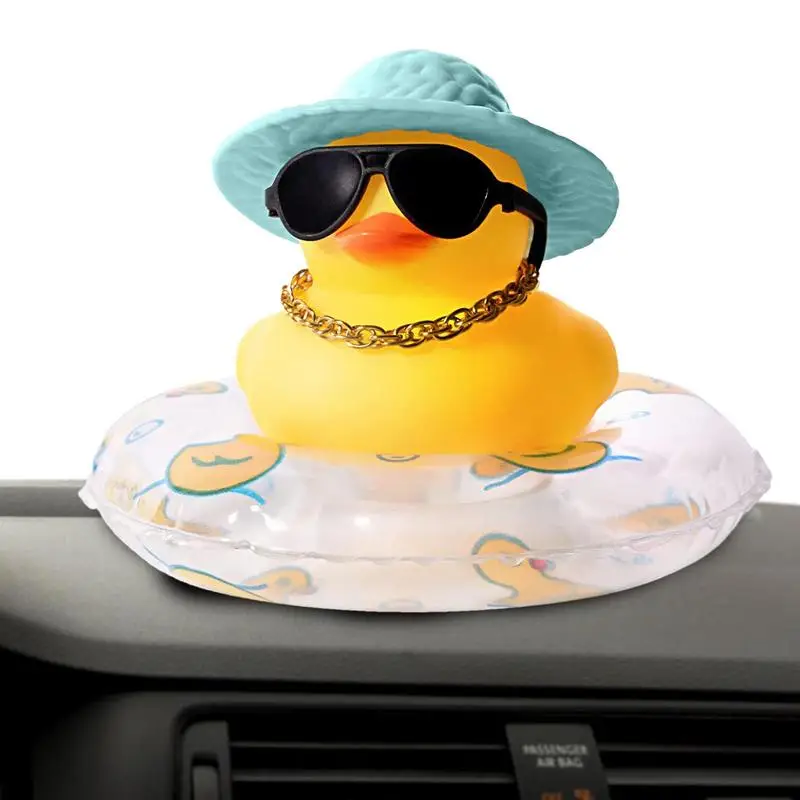 

Dashboard Duck Car Duck Decoration Dashboard Car Dashboard Decoration Accessories With Mini Swim Ring Sun Hat Necklace And