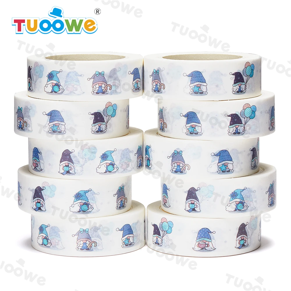 2022 NEW 10pcs/Lot 15mm x 10m Draw Vector Snow Gnome Winter Cartoon Washi Tape Scrapbook Masking Adhesive Washi Tape Stationery