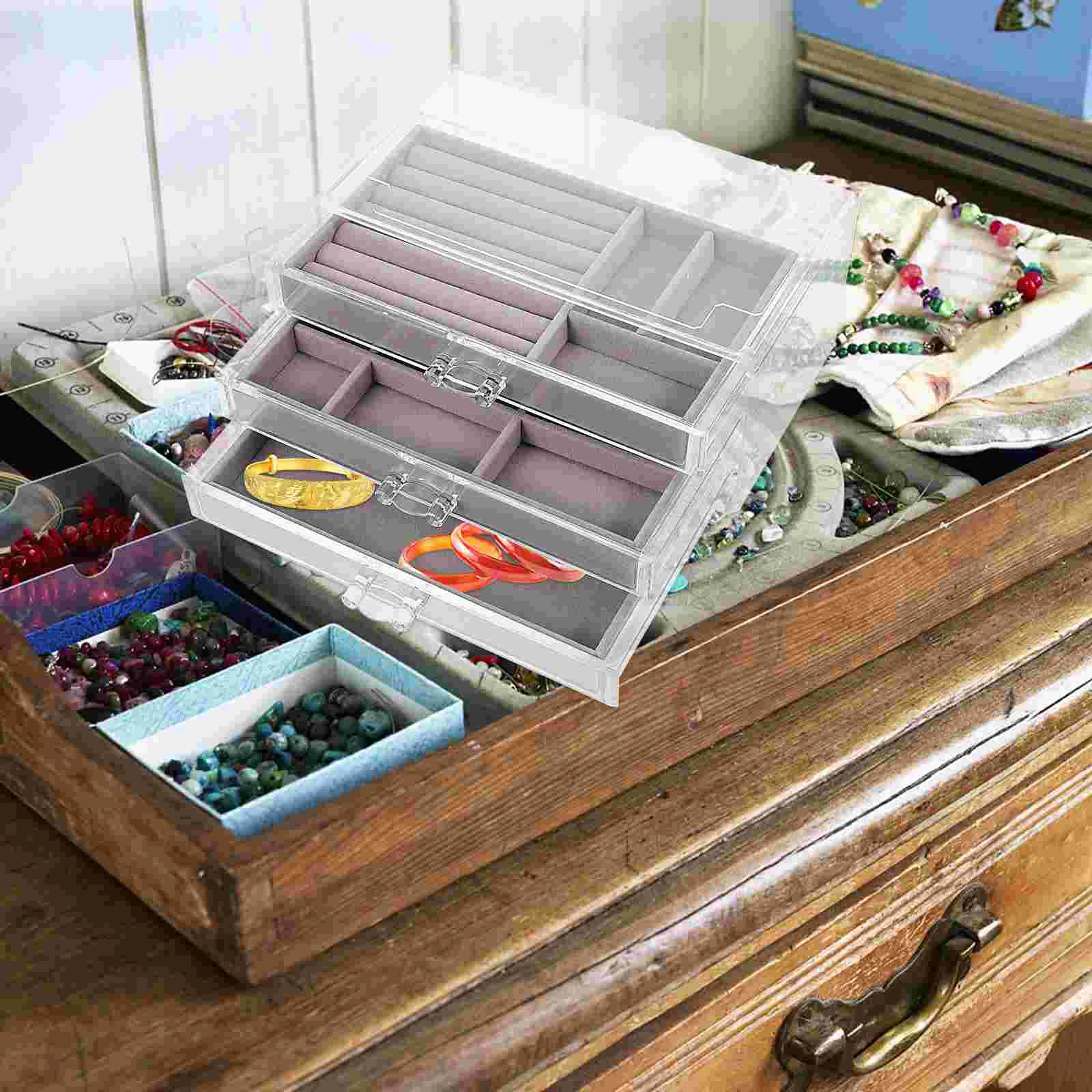 Jewelry Box Storage Organizer Case Display Joyeros De Mujer Organizador Earring Earrings Divider Acrylic Tray Drawer Trinket