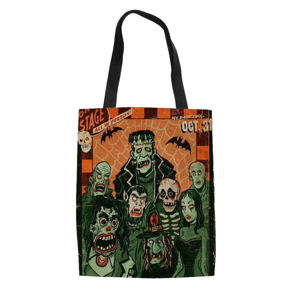 

Halloween Gift Portable Shopping Bag Fashion Outdoor Travel Handbag Lightweight Adult Women Bolso De Mano