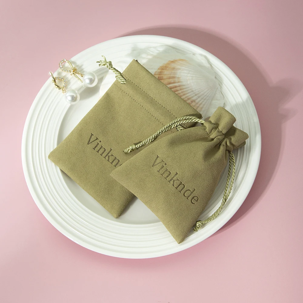 Microfiber Jewelry Small Gift Bags 8x10cm 9x12cm 10x15cm Custom logo Drawstring Packaging Storage Pouch Wedding Favor Business