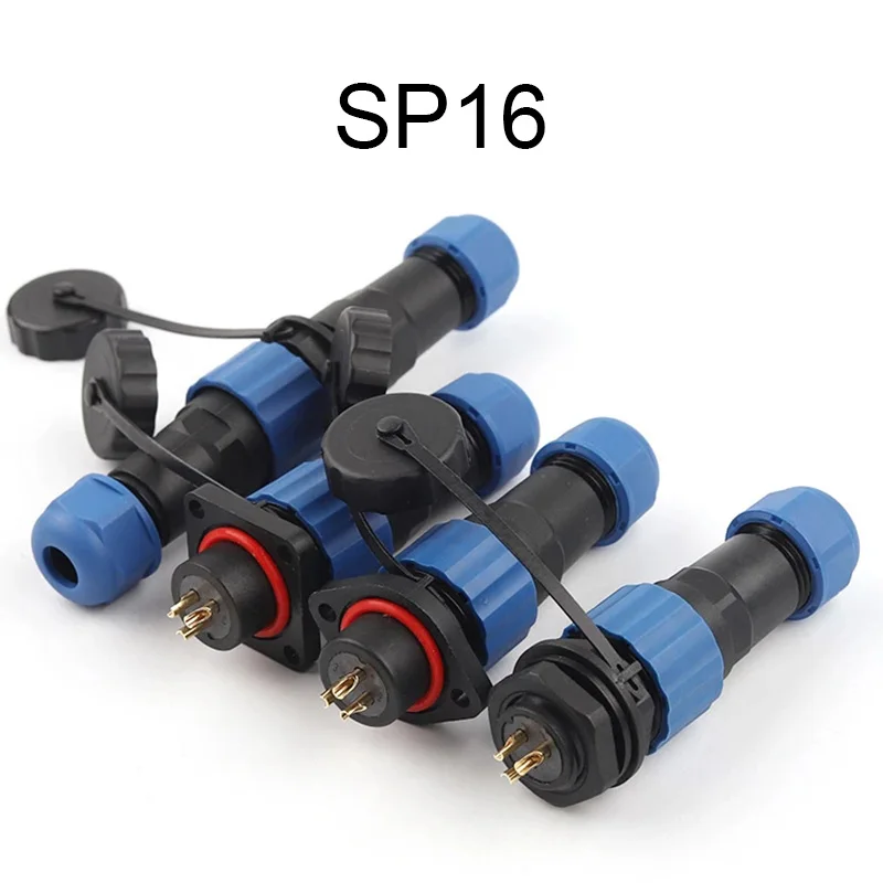 

SP16 IP68 Waterproof Connectors Docking/Square/Flange/Back 2/3/4/5/6/7/9 Panel Mount Wire Cable Connector Aviation Plug