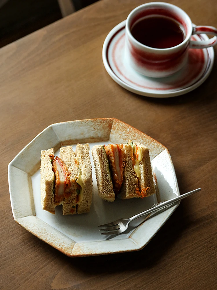 Керамическая обеденная тарелка ручной работы креативная многосторонняя для