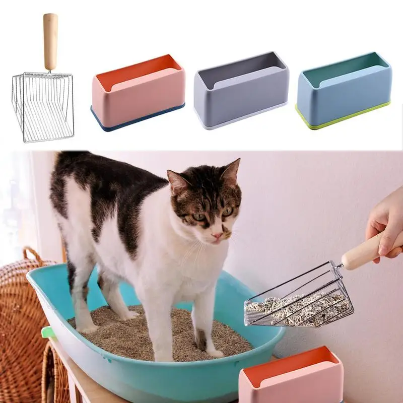 

Cat Litter Scooper | Cats Litter Shovel Wood Handle Non-Stick Plated Metal Scooper Poop Sifting Poop Lifter For Cat Litter