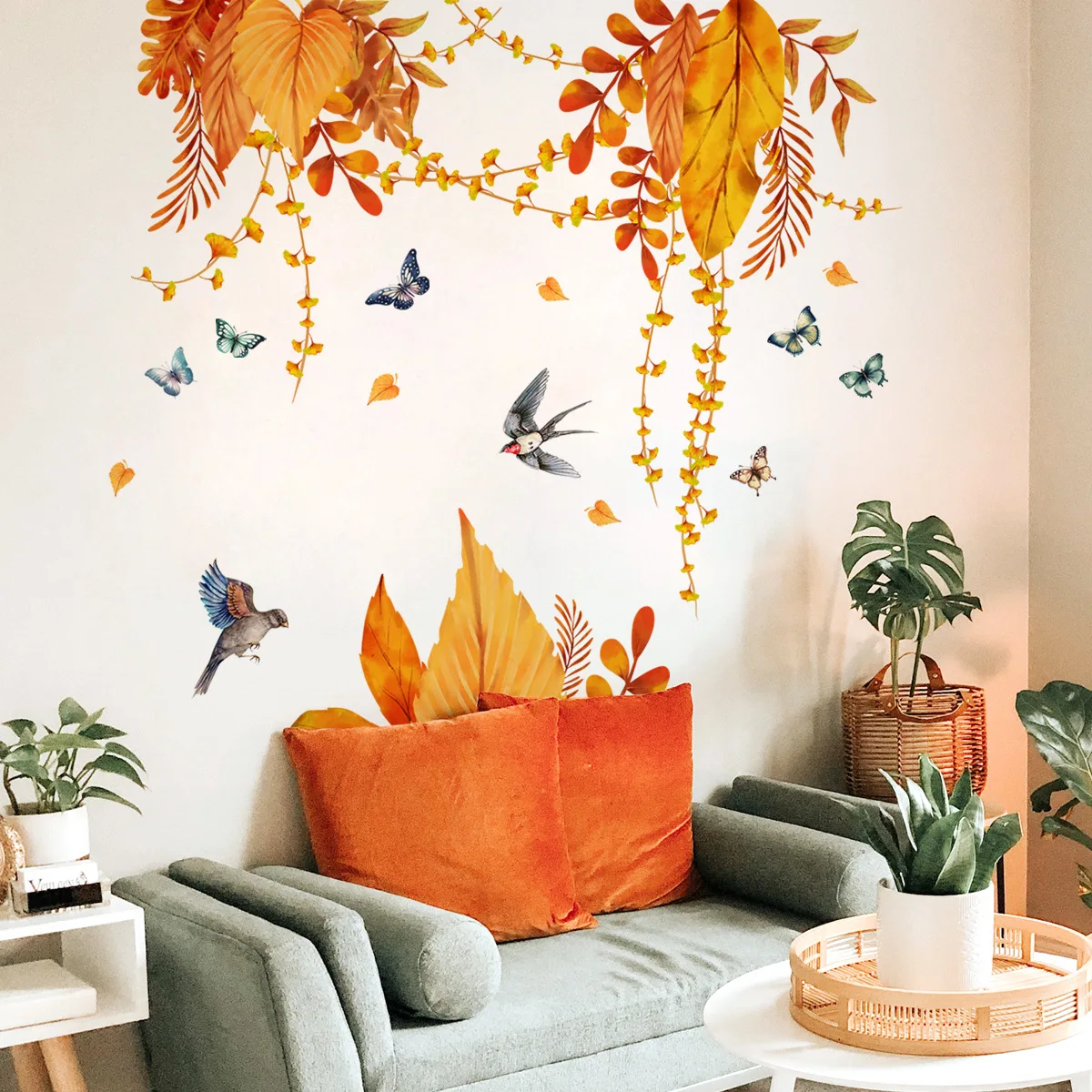 

Wall Sticker Plant Golden Vine Bird for Bedroom Living Room Home Decoration Mural Poster Self Adhesive Wallpaper Wall Decals
