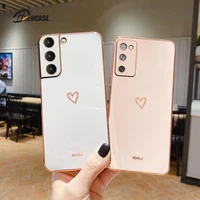 square plating love heart phone case on for samsung galaxy s21 s20 s22 note 10 20 plus ultra s20 fe fan edition s 21 22 20 cover