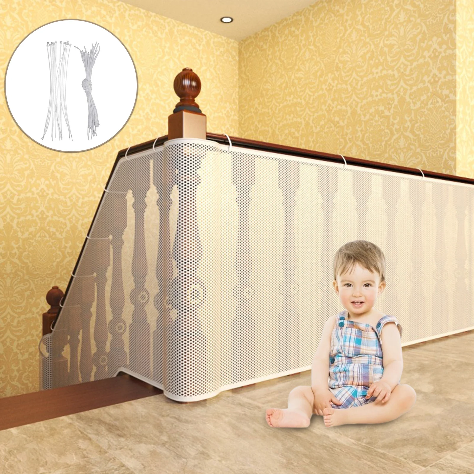 

NEW Baby Safety Fence Kid Stair Balcony Children Protection Rail Net Thickening Mesh Toddler Security Gate Mesh Height 77CM #WO