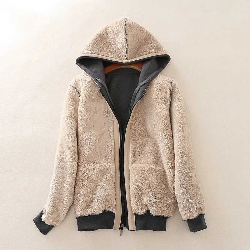 Fashion Warm Hooded Coat Women Jacket Loose Womens Cashmere Winter Warm Coats Thick Casual Long Sleeve Cardigan Sweatshirt 2022
