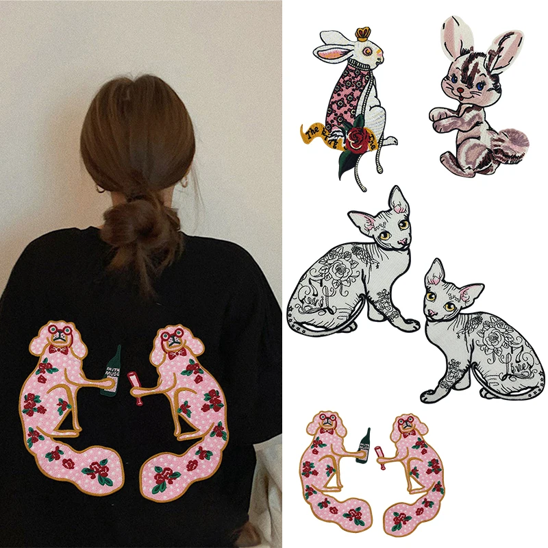 

1 Pair Fashion Cartoon Cat Monkey Embroidery Fabric Patch Rabbit Animal Applique Sewing T-Shirt Clothing Apparel Accessories