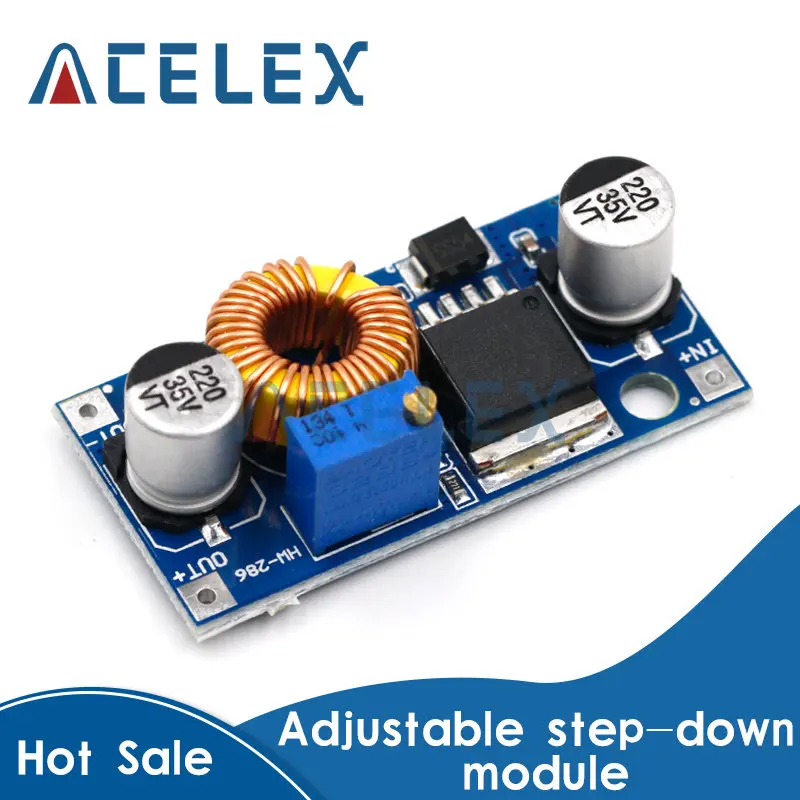 5A XL4015 DC-DC 4-38V до 1,25-36V 24V 12V 9V 5V Step Down Регулируемый блок питания светодиодный литиевое зарядное устройство с радиатором