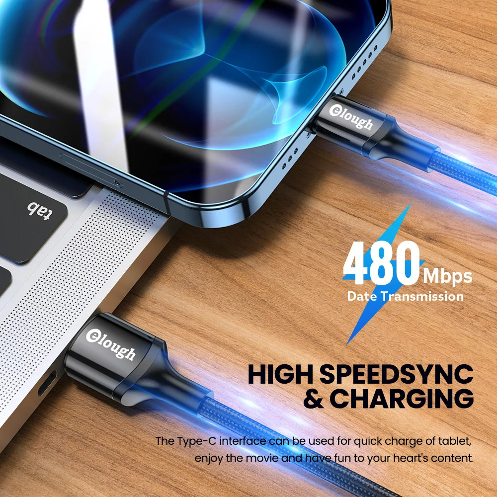 Фото Кабель зарядный Elough PD с USB Type-C и Lightning, 20 Вт №4