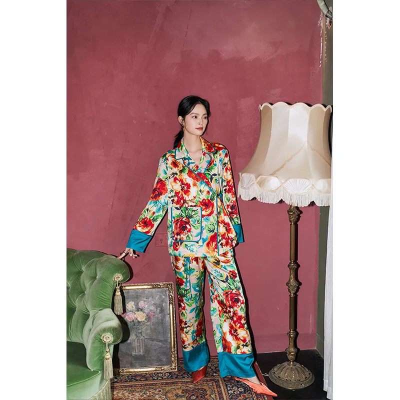 Flower Printing Designer Clothes Women Luxury Two Piece Sets Womens Outfits Pyjamas Night Wear For Women Free Shipping Loungeset