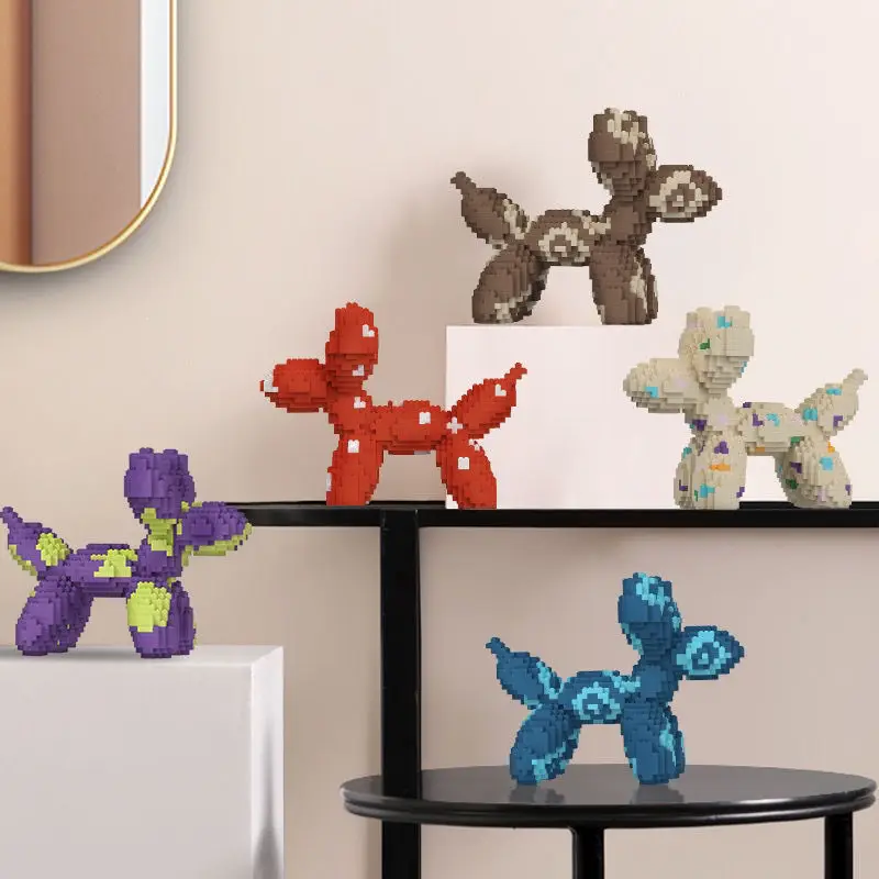 

Скандинавский искусство воздушный шар собака микро строительные блоки Красочные DIY сборка 3D модель мини кирпичная фигурка игрушки для офиса Декор детские подарки