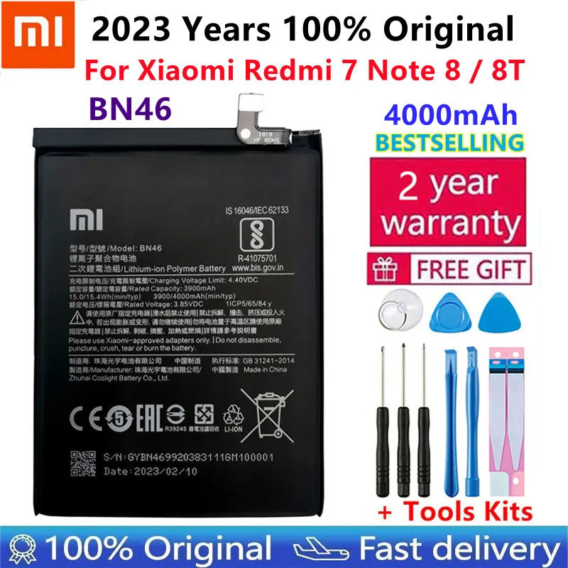 

100% Original Replacement 4000mAh BN46 Battery For Xiaomi Redmi 7 Note8 Note 8 8T Phone Battery Bateria Batterie AKKU Free Tools