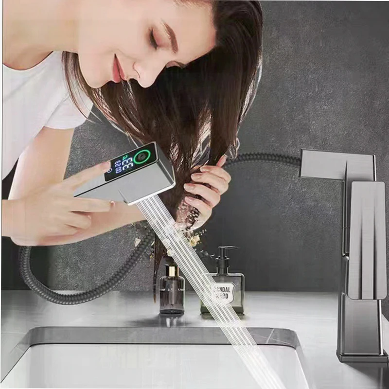 Интеллектуальный цифровой дисплей светодиодный смеситель для раковины